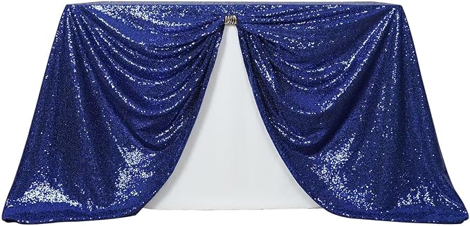 Poise3EHome Navy Blue Sequin Tablecloth 60×102 Inch Rectangle Table Cover for Birthday Wedding Party Baby Shower Decoration