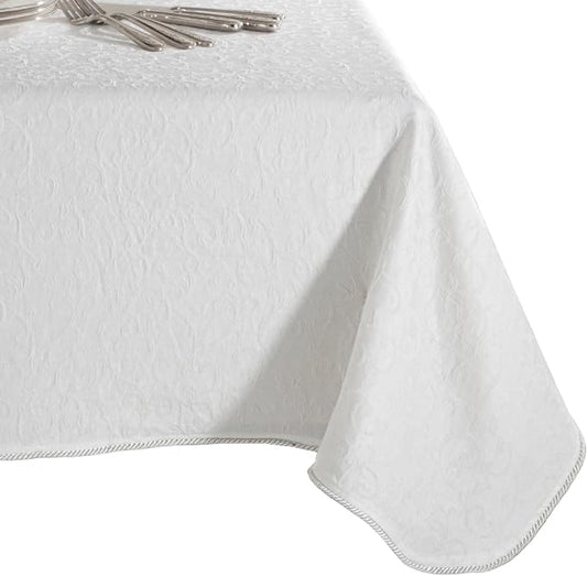 Lenox Opal Innocence Tablecloth, White - 60" W x 102" L