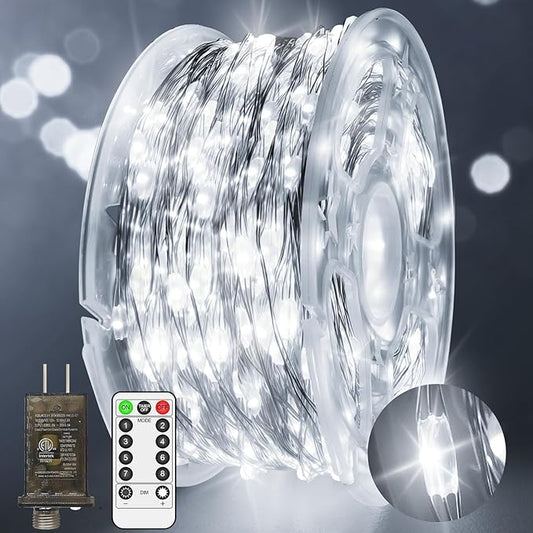 JXLEDAYY 403 FT 1200 LED Christmas Fairy Lights Plug in String Lights Outdoor Decorations Waterproof with Timer 8 Modes Memory for Holiday Wedding Party Garden-Cool White