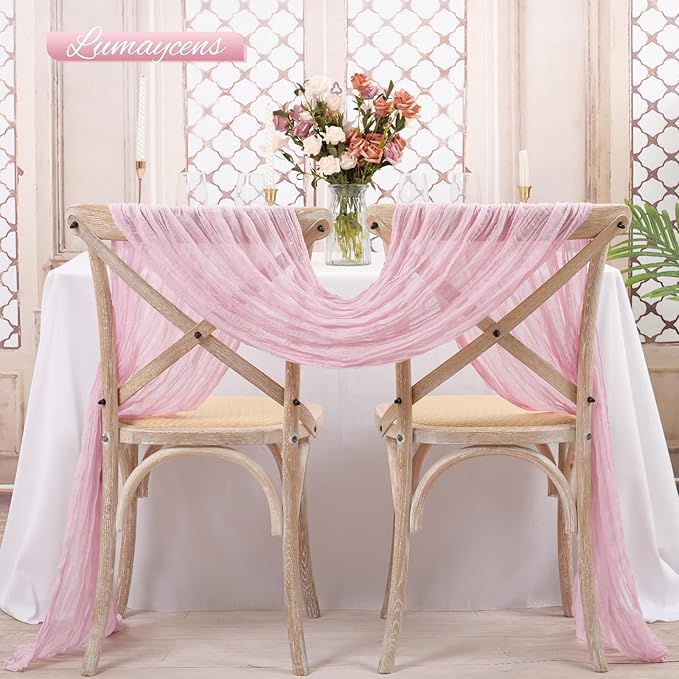 20 Pack Light Pink Cheesecloth Table Runner 120 Inch 10FT Rustic Boho Gauze Cheese Cloth Table Runner for Wedding Party Baby Shower Thanksgiving Christmas Decoration