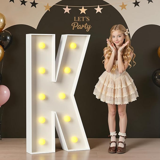 Marquee Letters 4 Feet Tall, 4FT Large Light up Letters K, Big Sign K with Warm White Light for Birthday Wedding Proposal Engagement Graduation Party Backdrop Decorations