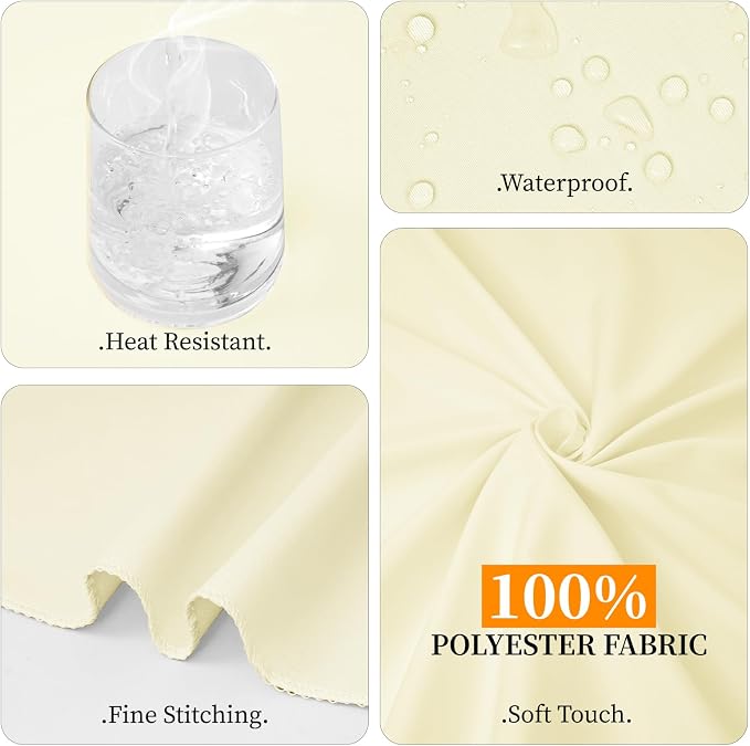 10 Pack Beige Round Tablecloth 120 Inch, Waterproof Polyester Table Cloth for Round Tables Beige Tablecloths Stain and Wrinkle Resistant Washable Fabric Table Cover for Party Dining Wedding Banquet