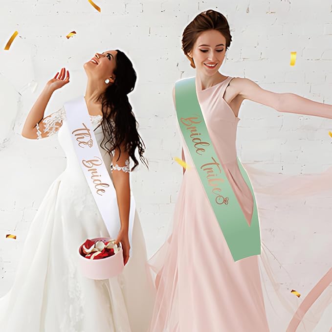 PartyGifts&beyond Bachelorette Party Favors Bride to Be Sash and Veil Set Bachelorette Sashes Bridal Shower Gifts Bride Tribe Sash (Sage Green, 11pcs)