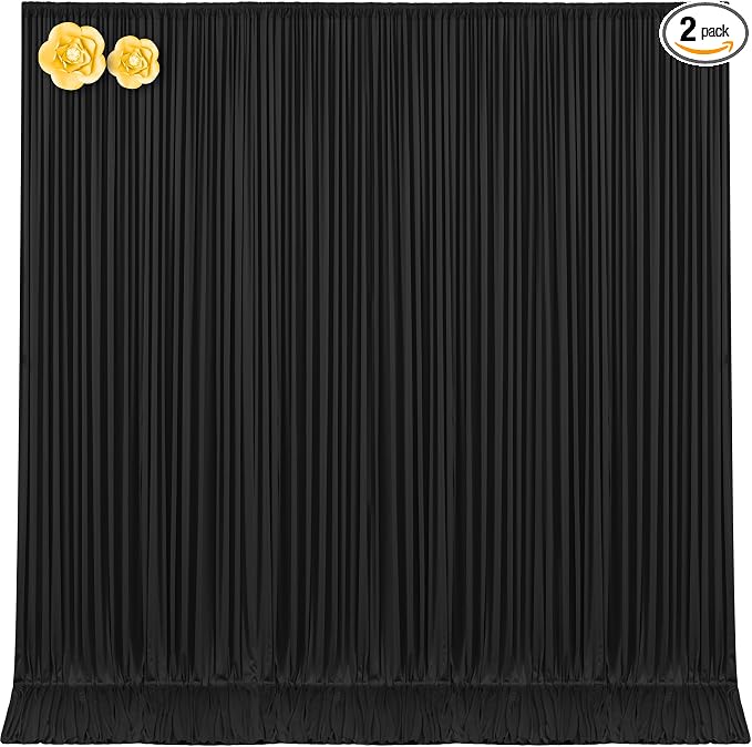 10x12 Black Backdrop Curtains for Wedding Party Wrinkle Free Backdrops Curtain Drapes Fabric Decorations Photo Back Drop Cloth for Baby Shower Photography Stage Reception 5ft x 12ft,2 Panels