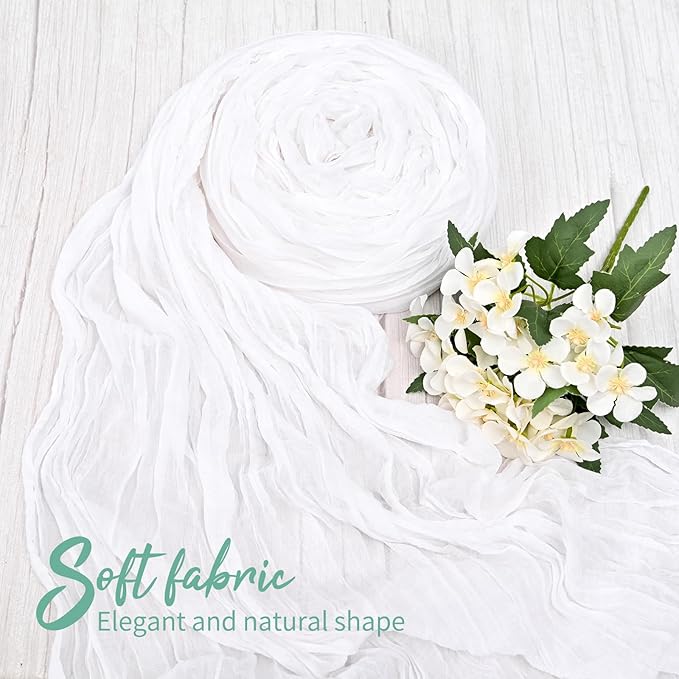 20 Pack White Table Runner 10FT Long Cheesecloth Table Runner Cheese Cloth Gauze for Wedding Party Birthday Decoration-White
