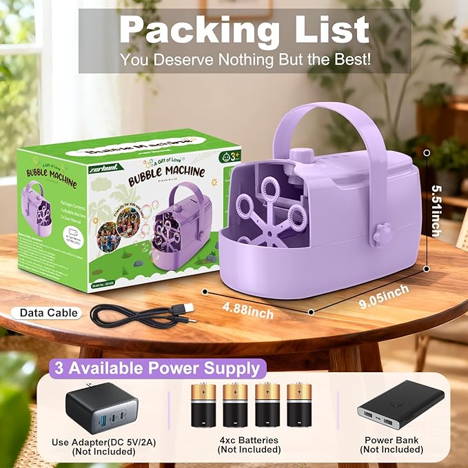 Bubble Machine Automatic Bubble Maker: Durable Bubble Blower 18000+ Big Bubbles Per Minute for Indoor Outdoor Wedding Birthday Party - Portable Bubble Machine for Kids Toddlers