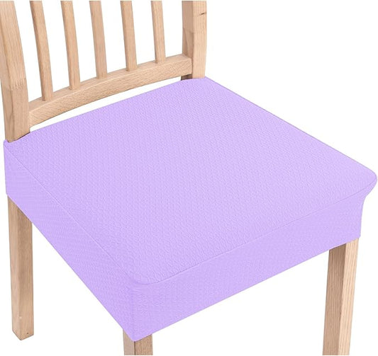 Smiry Stretch Jacquard Seat Covers for Dining Room Chairs Set of 6, Removable Washable Chair Seat Protector Slipcovers, No Rear Covers, Lavender