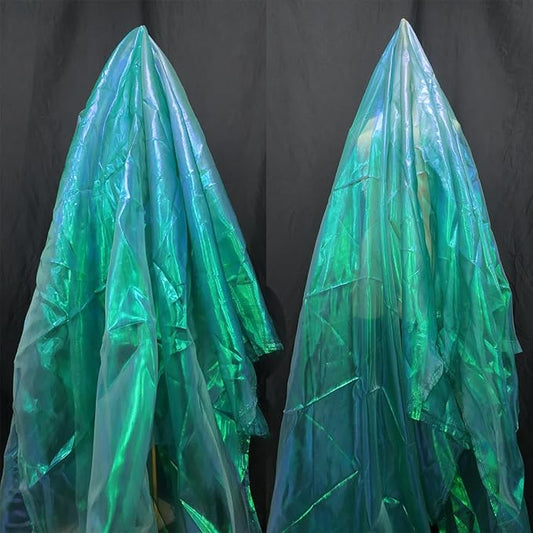 3.3 Yards Inky Green Iridescent Organza Fabric - 59" Wide | Sheer Shiny Organza for Wedding Decorations, Party Supplies, Fairy Costumes, Doll Clothes, Craft & Sewing Projects