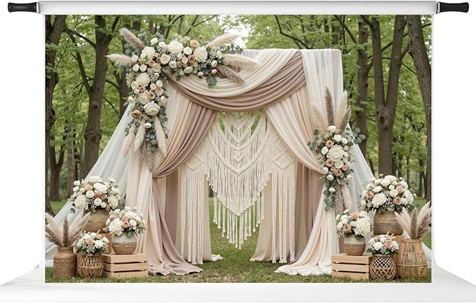 Kate Spring Backdrops Boho Outdoor Photography Backdrop Wedding Photo Booth, 7x5ft