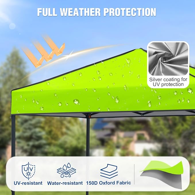 6x4 Pop Up Canopy Tent, Instant Portable Beach Canopy, Outdoor Tent with Carry Bag for Camping, Sports, Tailgating, Events, Neon Green
