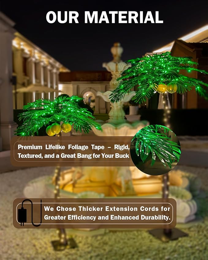 TYBEEU 7ft Lighted Palm Tree with 208 LED Lights & Glowing Coconuts, Dimmable, Decorative Artificial Tree for Indoor & Outdoor Use, Perfect for Home, Garden, Patio, Summer, Tropical Party & Holiday