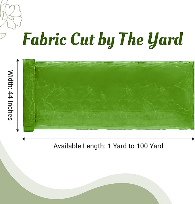 MDS Pack of 75 Yard Sheer Organza Fabric for Wedding Party Home Event Banquet Decorations, Backdrop Curtain Craft Dress Sewing Fashion DIY Crystal Organza Tulle Fabric Bolt 44” Wide - Apple Green