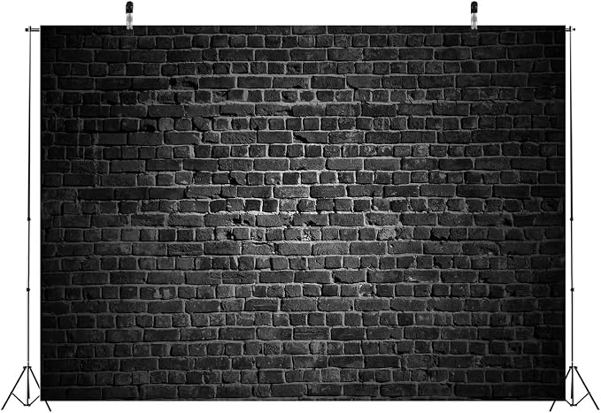 BELECO 7x5ft Fabric Vintage Stone Brick Black Wall Background - Party Decorations, Birthday Photoshoot, Home Wall Decor, Photo Booth Studio Props