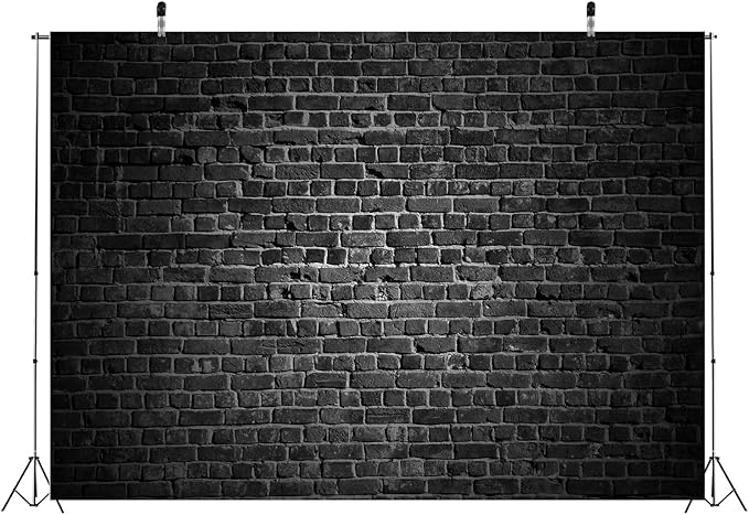 BELECO 12x10ft Fabric Black Brick Wall Backdrop for Photography Vintage Stone Brick Black Background for Brick Theme Party Decorations Birthday Photoshoot Home Wall Decor Photo Booth Studio Props