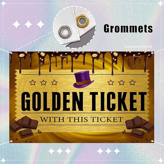 Golden Ticket Yellow Chocolate Drip Backdrop, Chocolate Factory Backdrop, Baby Shower Birthday Party Decorations Supplies TAY1903
