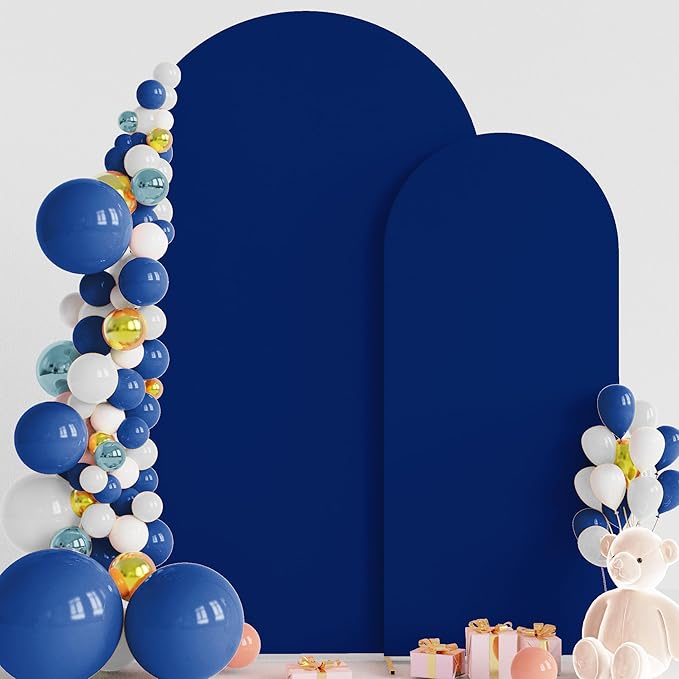 Wokceer Wedding Arch Backdrop Cover 7.2FT, 6FT Spandex Fitted Wedding Arch Stand Covers 2 Set Round Top Chiara Backdrop Stands Cover for Birthday Party Ceremony Banquet Decoration Royal Blue