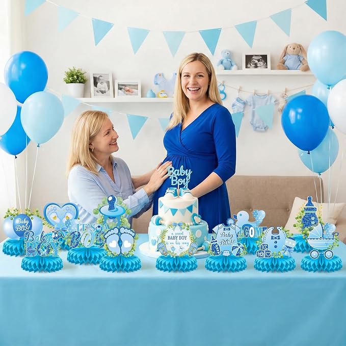 It's a Boy Baby Shower Centerpieces Baby Shower Table Centerpieces Bloom Table Display with Letters A Sweet Baby Boy is on His Way Gender Reveal Decorations for Boy Birthday Supplies (Paper)