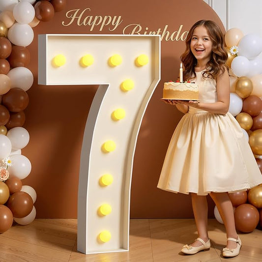 Marquee Numbers 4 Feet Tall 4FT Large Light Up Numbers 7 for 7th 70th Birthday Party Decorations Light Up Sign Anniversary Party Decor Foam Board