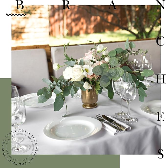 Taiyin 60 Pieces Artificial Eucalyptus Leaves for Wedding Eucalyptus Leaves Stems Decor Greenery Faux Green Stems for Wedding Centerpiece Floral Home Decor, 11 Inches