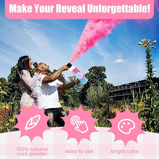 Gender Reveal Fire Extinguisher Large Pink Extinguisher Gender Reveal Smoke for Baby Shower Gender Reveal Ideas 2 Pack Pink Color Smoke Biodegradable Powder for Boy or Girl Party Decorations