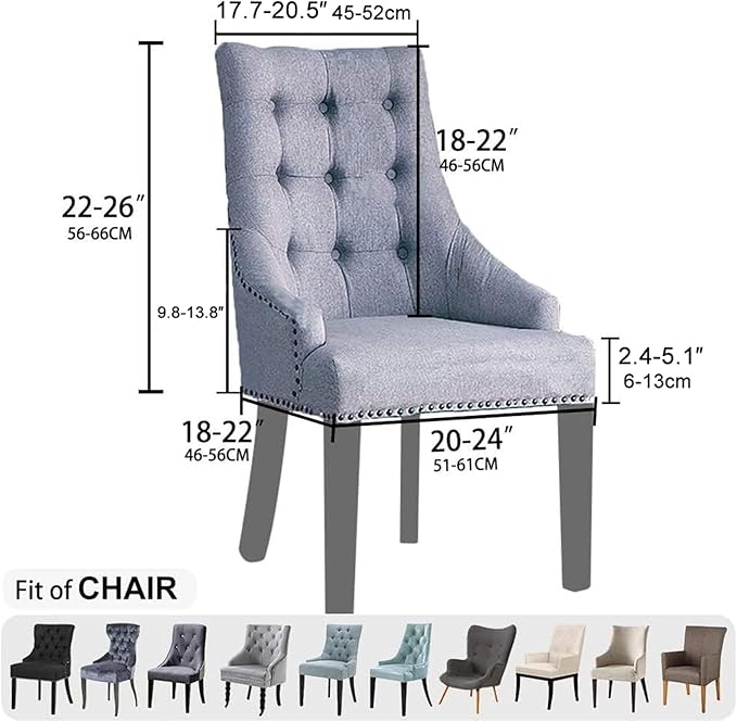 Lellen Stretch Wingback Chair Cover Slipcover - Reusable Wingback Side Chair Slipcover,Dining Chair Covers,Arm Protector Seat Covers for Dining Room Banquet Home Decor(Taupe, 4PC)