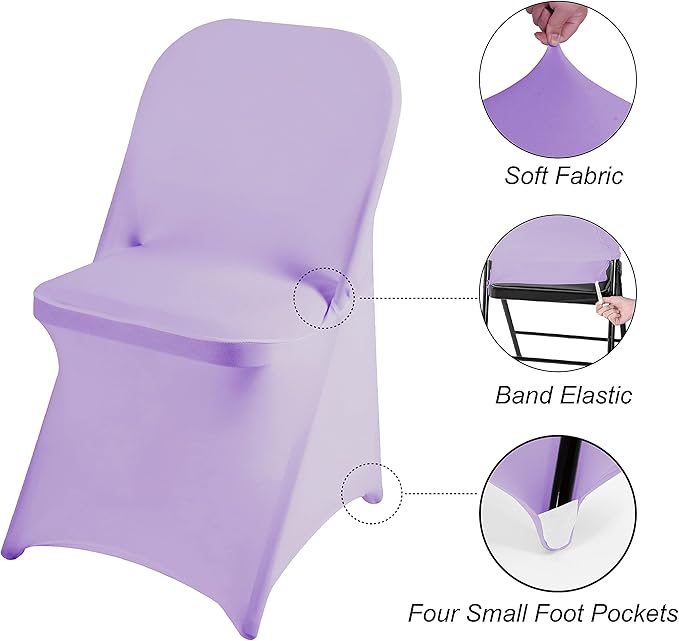 magalo 12 Pack Lavender Spandex Folding Waterproof Chair Cover, Stretch Chair Cover Protector for Wedding, Party, Dining Banquet and Other Special Events