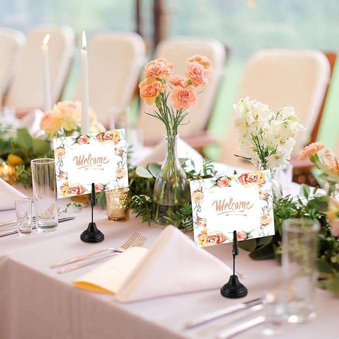 Skyygemm 12 Pcs Table Number Holders 3 Inch Place Card Holder with Alligator Clip Metal Table Card Holders Table Number Stands Table Sign Holders for Photos, Food Signs, Birthdays, Weddings (Black)