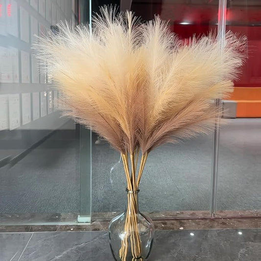 43" Tall Pampas Grass Fluffy - 8 PCS Large Faux Pampas Grass Decor Artificial Pompas Grass for Floor Vase Filler Wedding Boho Home Baby Shower Mothers Day Decoration（Beige Mixed）