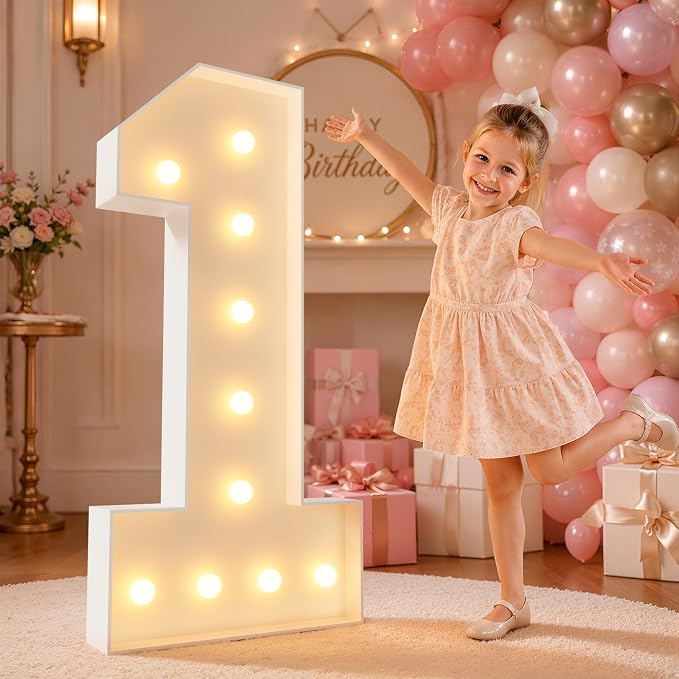imprsv 4FT Marquee Numbers, DIY Light Up Numbers for 1st Birthday Decorations, Party Decor, Anniversary Party Decor, Pre-Cut Foam Board Kit