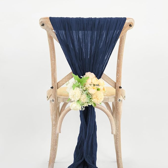 8 Pack 10Ft Cheesecloth Table Runner Navy Blue, 20 x 120 Inch Rustic Gauze Boho Cheese Cloth Wedding Long Table Runner for Wedding Party Bridal Shower Decoration