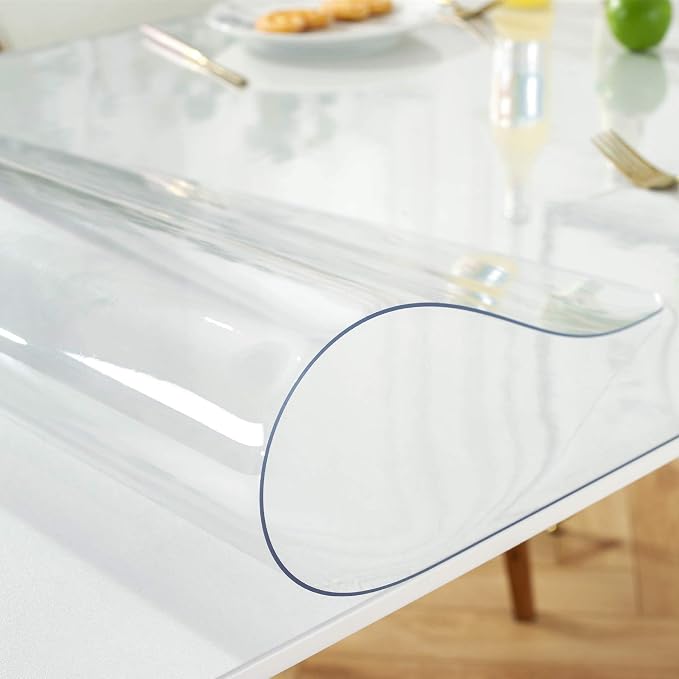 OstepDecor Clear Table Cover Protector 29 x 59 Inch, 1.5mm Thick Plastic Table Cover, Dining Table Protector Pad, Waterproof & Easy Cleaning PVC Desk Mat for Dresser, Coffee & Kitchen Wooden Tabletop