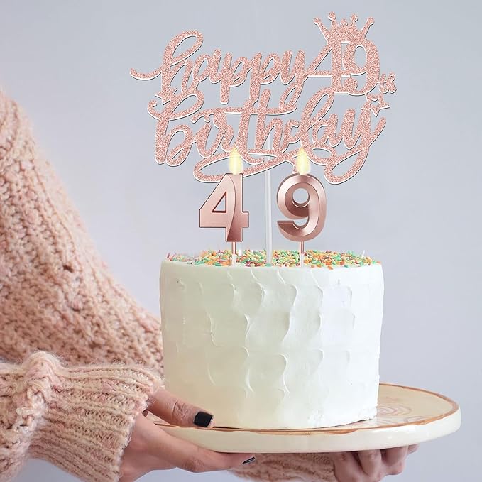 49th Birthday Decorations for Women with 49th Birthday Sash and Tiara, Cake Topper and Candles, Number Balloons, 49 Year Old Gifts for Women