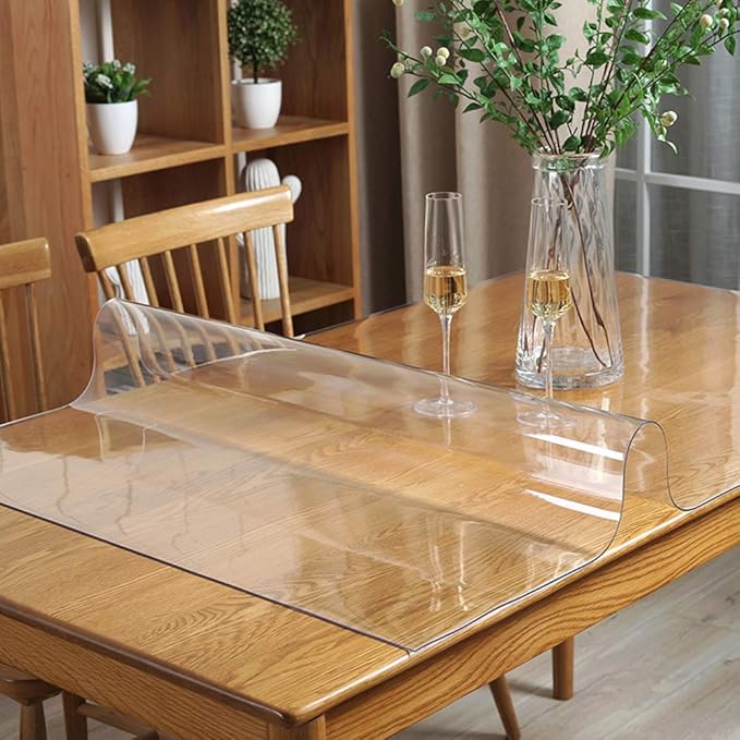 Wadrac Multisize Small PVC Clear Table Cover Top Protector-16x26 inch Heat Resistant Anti Scratch Plastic Cloths Rectangular Vinyl Non-Slip Desk Pad for Children Painting Coffee Table/Writing Desk