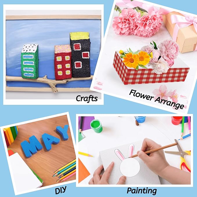 YOUEON 12 PCS Craft Foam Blocks, 8x4x2 Inch White Thick Foam Rectangle Blocks, Polystyrene Bricks for Arts and Crafts, Sculptures, Modeling, Packing, School, Home