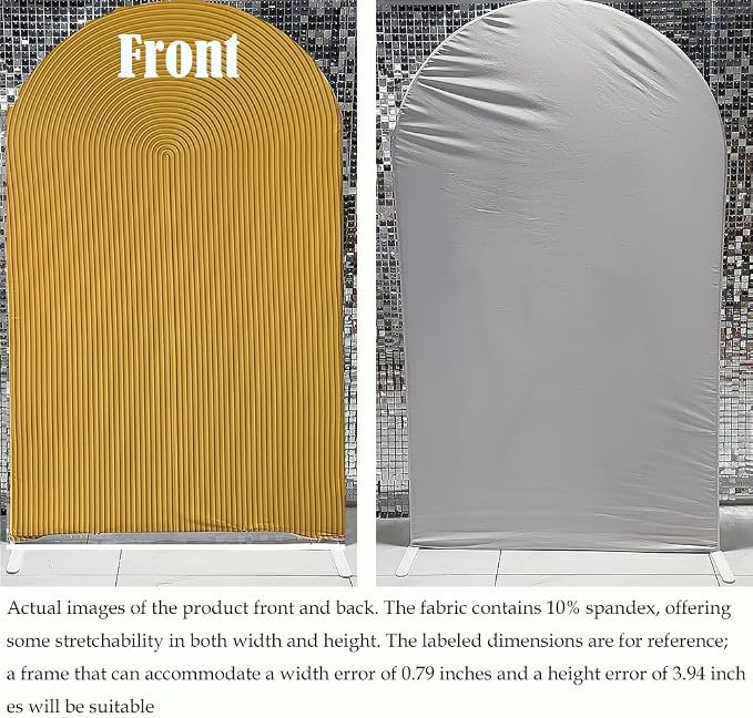 2D Printed Ripples Party Arch Covers Arched Backdrop Cover Stretchy Cover for Party Decoration Round Top Frame Spandex Cover (Yellow cover452,8x4.6ft)