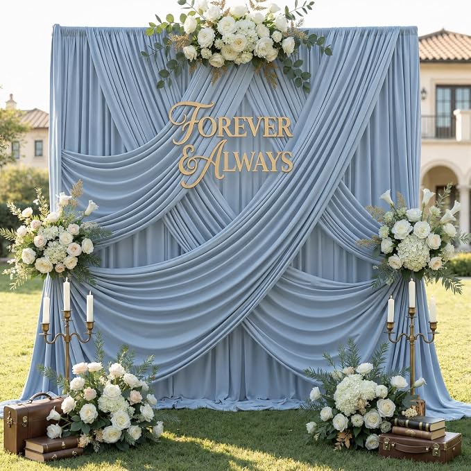 12ft x 10ft Dusty Blue Backdrop Curtains for Parties, Wrinkle Free 2 Panels Photo Backdrop Drapes Back Drop Cloth for Wedding Birthday Photography Background Decor