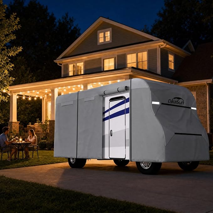 Class C RV Cover 29' ~ 32', 7 Layers Top Motorhome Cover, Heavy Duty Anti-UV Camper Cover Windproof Ripstop Class C Travel Trailer Cover