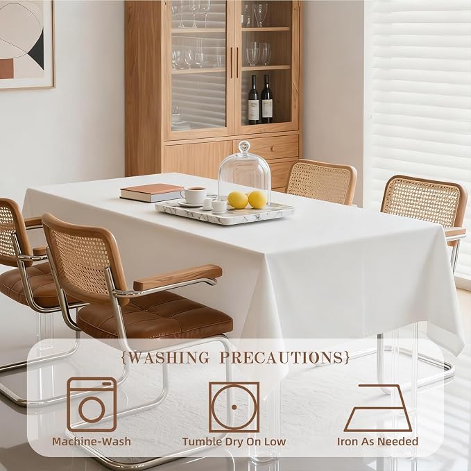 WIGENIUS 2 Pack White Table Cloth Rectangle Tablecloths 70X120 Inch,Polyester Table Cloth for 8 Foot Rectangle Tables,Wrinkle Resistant Washable Fabric Table Covers for Party,Wedding Banquet