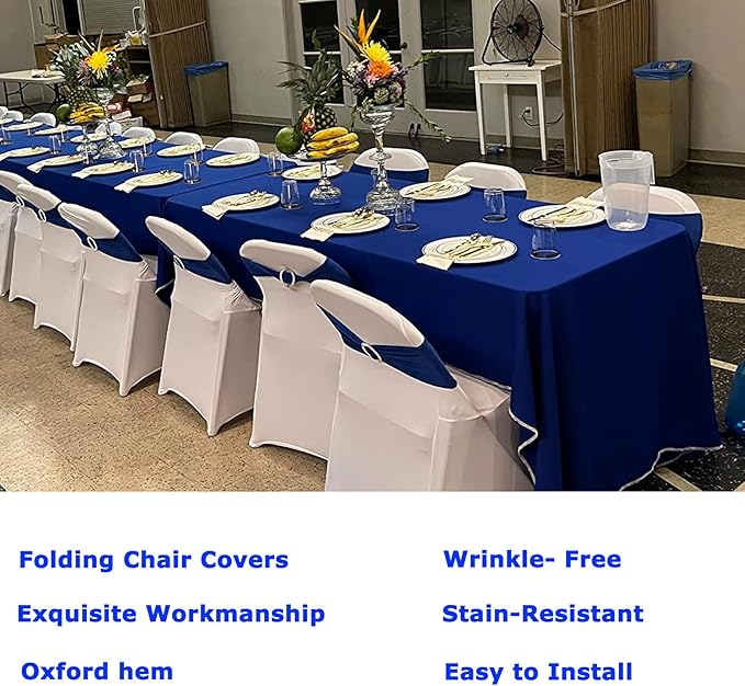 30Pcs Spandex White Chair Covers for Party, Stretch Folding Dinner Chair Cover for Wedding Party Banquet
