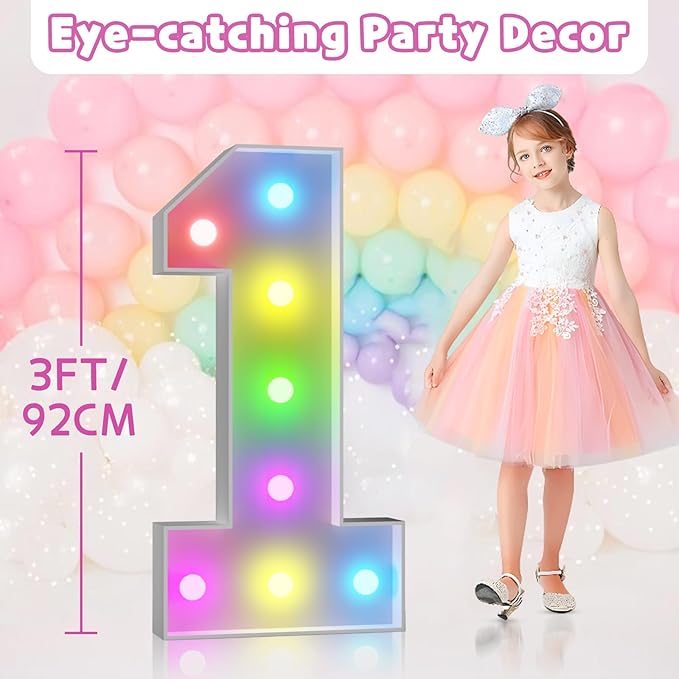 Marquee Numbers 18th Birthday Decoration: Colorful 3FT Large Light Up 18 Year Old Birthday Decorations Anniversary Backdrop Cardboard Sign 18 Colors Number 18 Mosaic Balloon Frame
