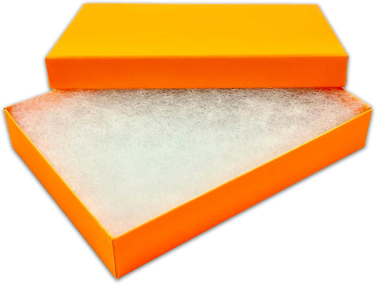 TheDisplayGuys - 25-Pack #53 Kraft Paper Cardboard Gift Boxes/Jewelry Cases w. Cotton Padding & Lid - Marigold - (5.4" x 3.9" x 1.0")