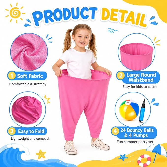 Granny Pants Yard Game,Giant Pants Outdoor Game,Oversized Pants Tossing Game with 24 Bouncy Balls and 4 Pumps Backyard & Outdoor Group Games for Family & Friends Gatherings