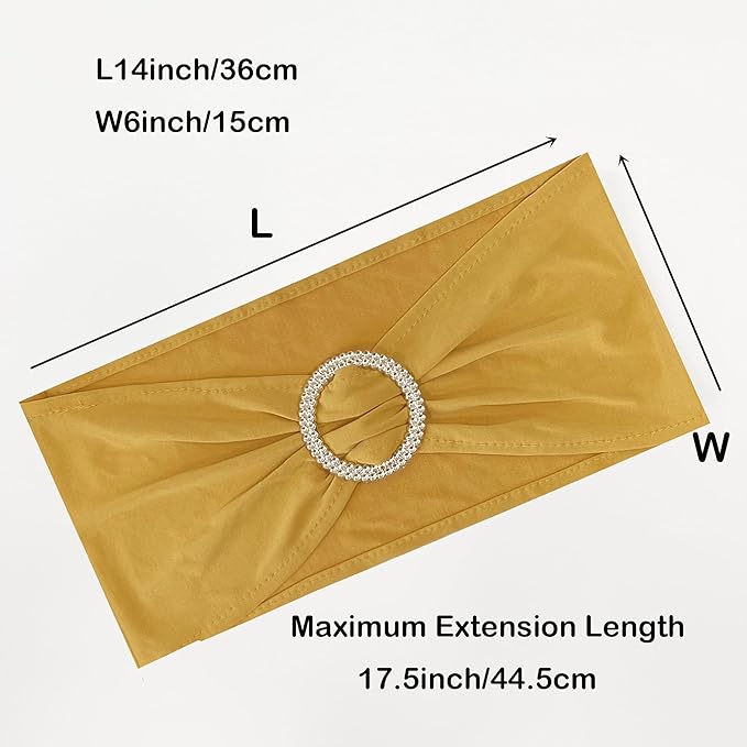 Spandex Chair Sashes Bands 100PCS Stretch Chair Ties Bows with Buckle Slider for Wedding Party Banquet Decoration (Marigold)