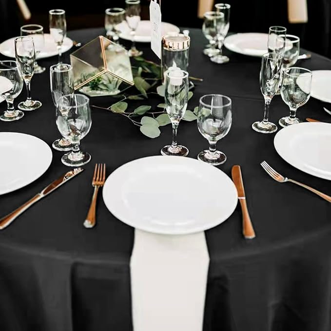 12 Pack Round Tablecloth 108 Inch - Black Polyester Tablecloth for Round Table, Premium Stain and Wrinkle Resistant Washable Fabric Table Cover for Wedding Party Banquet Restaurant Reception