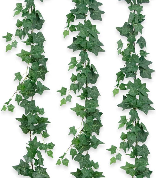 3Pcs Artificial Greenery Ivy Vines Kit, 6FT Odorless Silk Ivy Garland, Green Leaves Fake Hanging Plants, for Boho Decor, Home, Classroom, Wall, Party and Wedding Decoration
