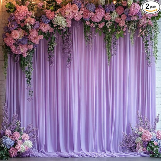 10x10ft Lavender Backdrop Curtains for Parties, 2 Panels 5x10ft Wrinkle-Free Polyester Background Curtains for Wedding, Birthday, Baby Shower,Graduation, Decorations