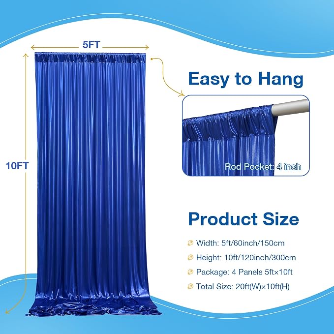 20x10 Wrinkle Free Royal Blue Sequin Backdrop Curtain for Parties-Thick Not Fall-Off Glitter Backdrop Drapes-4 Panels 5x10ft Shimmer Photo Back Drop Cloth for Wedding Birthday Photography Background