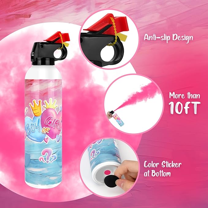 Gender Reveal Fire Extinguisher, 2 Pack Gender Reveal Ideas Gender Reveal Party Decorations Baby Girl Boy Reveal Party Ideas Gender Reveal Decor (Pink, Large)