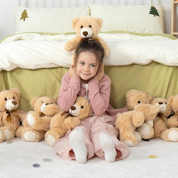 MaoGoLan 30Pcs Bulk Teddy Bears Stuffed Animals Baby Shower, Soft Small Stuffed Teddy Bears in Bulk, 13.5" Cuddly Mini Teddy Bears Centerpiece Baby Shower,Wedding,Party,Birthday(Brown/Gray/Tan)
