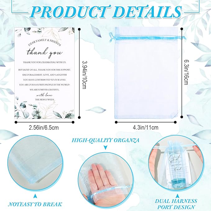 Sliner 150 Set Wedding Favors for Guests Bulk 2oz Acrylic Take a Shot We Tied the Knot Shot Glasses with Thank You Cards Organza Bags for Guest Souvenir Wedding Bridal Shower Gifts (Blue,Black)